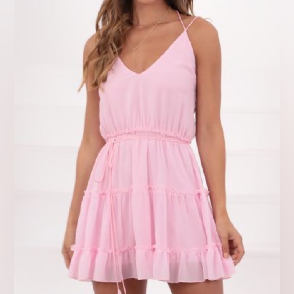 Lucy in the Sky “Ayumi” Tassle V-Neck Pink Dress (Size XS)